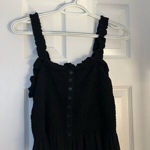 Black Sleeveless Button-Down Top